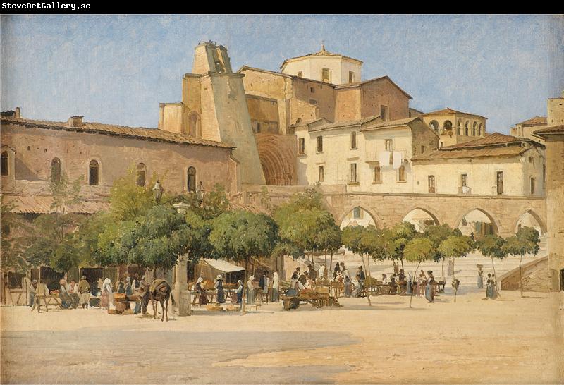 Edvard Petersen Torvet i Sulmona oil painting by Edvard Petersen